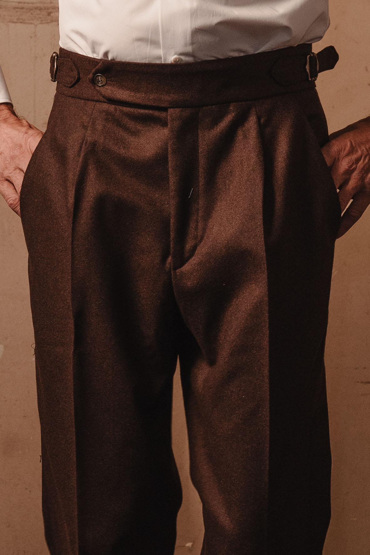 Pantalone 1 Alto Marrone Flanella