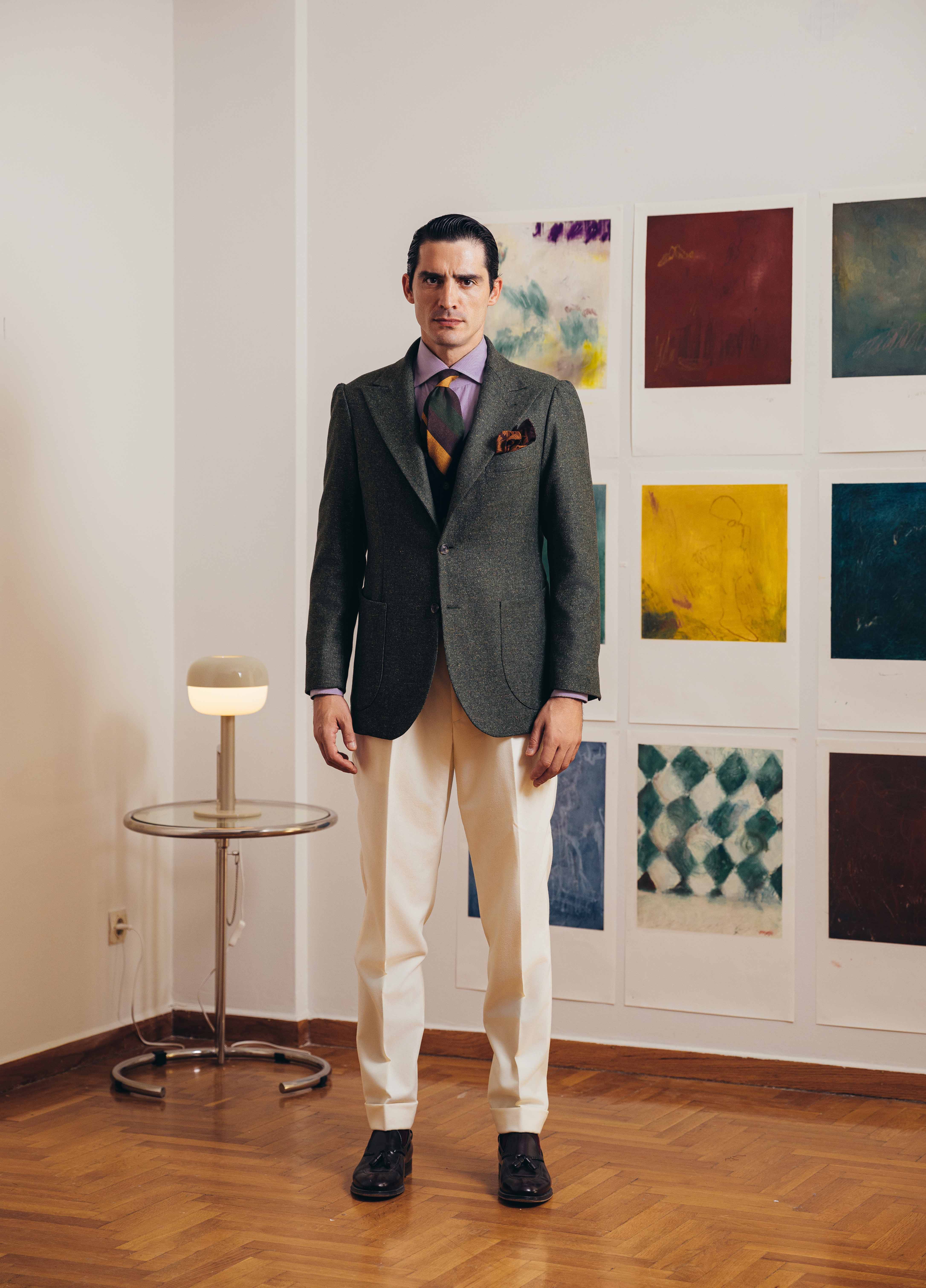 Giacca Monopetto 1 Verde Tweed