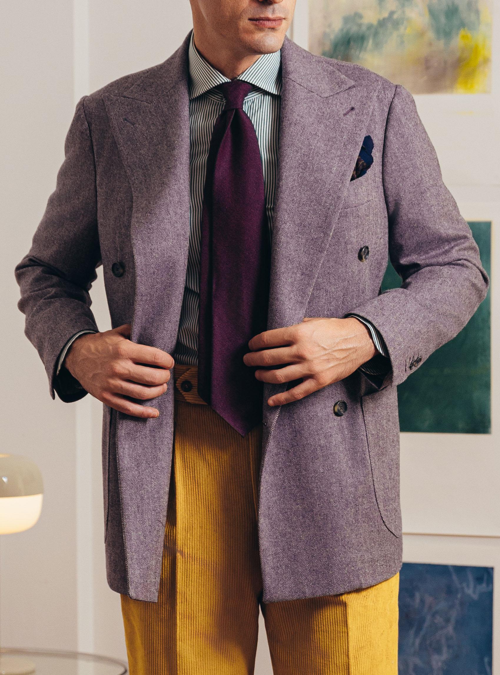 Giacca Doppiopetto Lila Herringbone