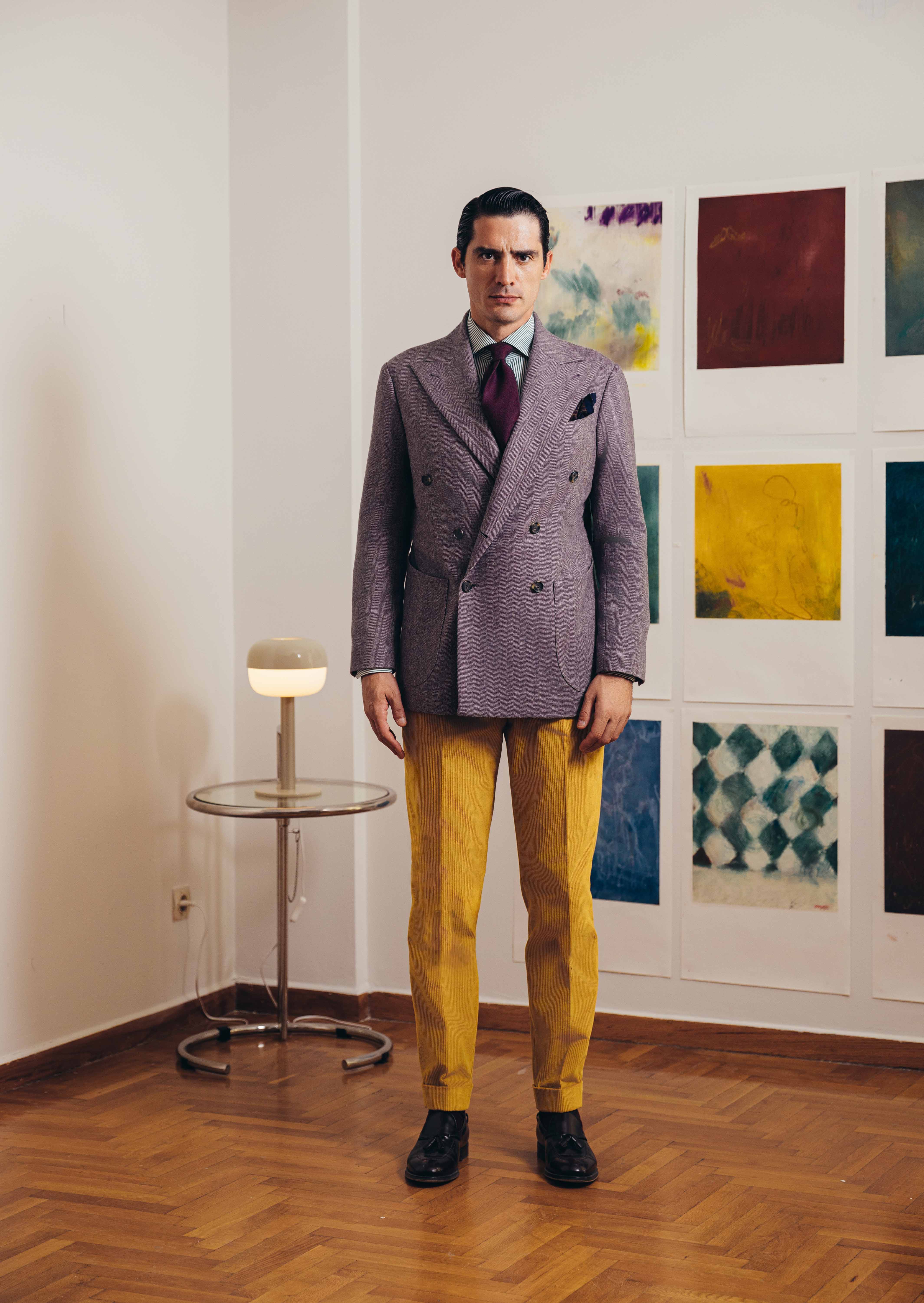 Giacca Doppiopetto Lila Herringbone