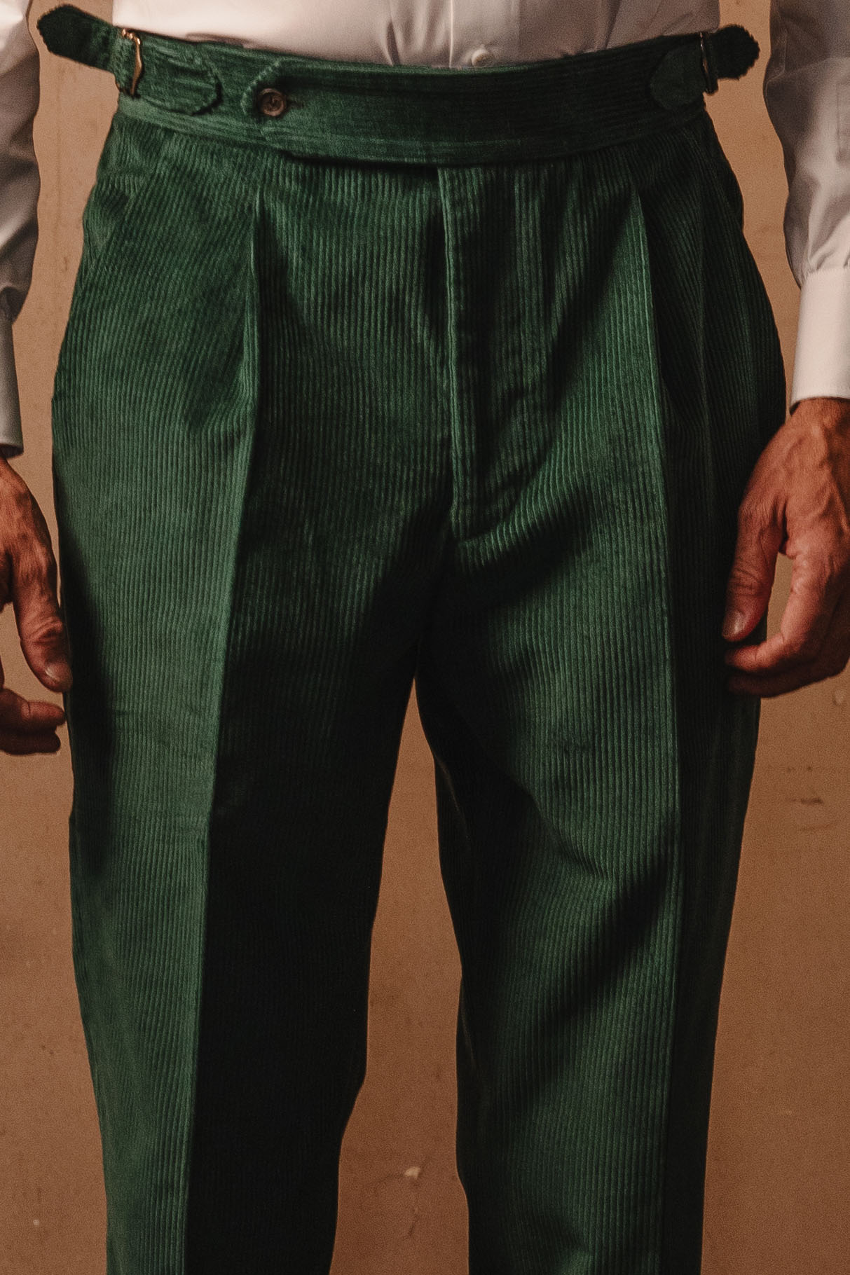 Pantalone 1 Alto Corduroy Verde
