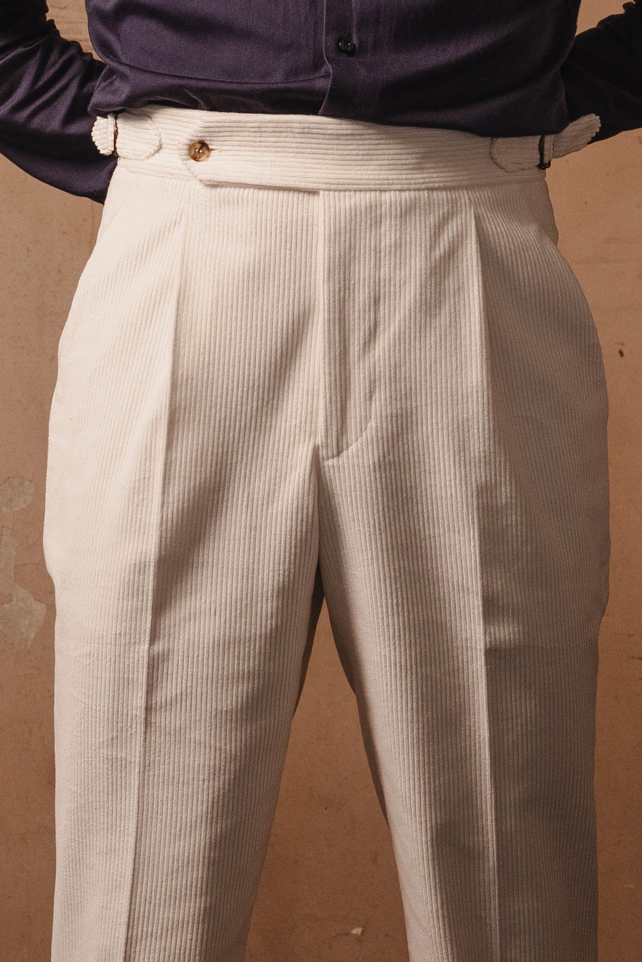 Pantalone 1 Alto Corduroy White