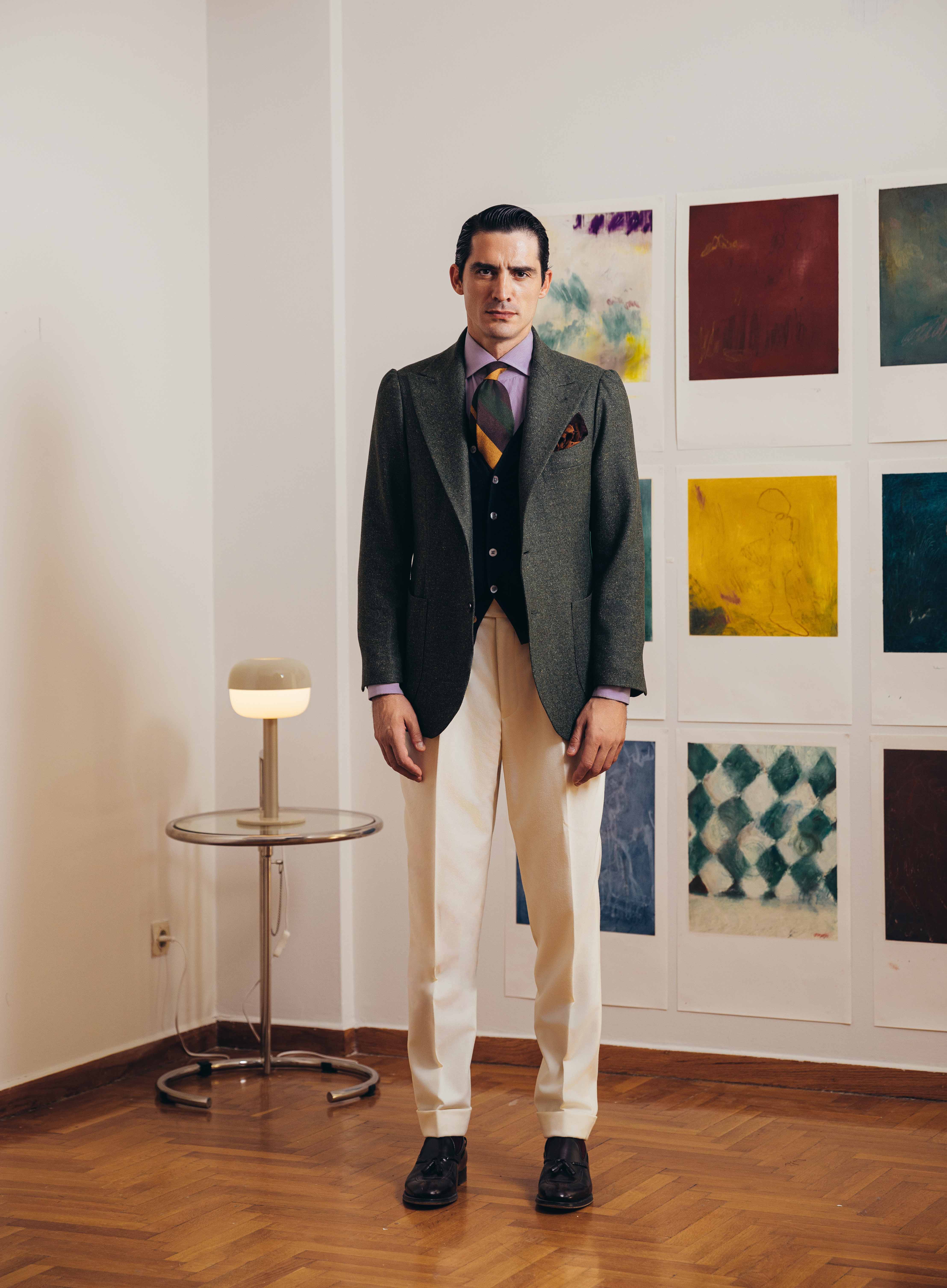 Giacca Monopetto 1 Verde Tweed