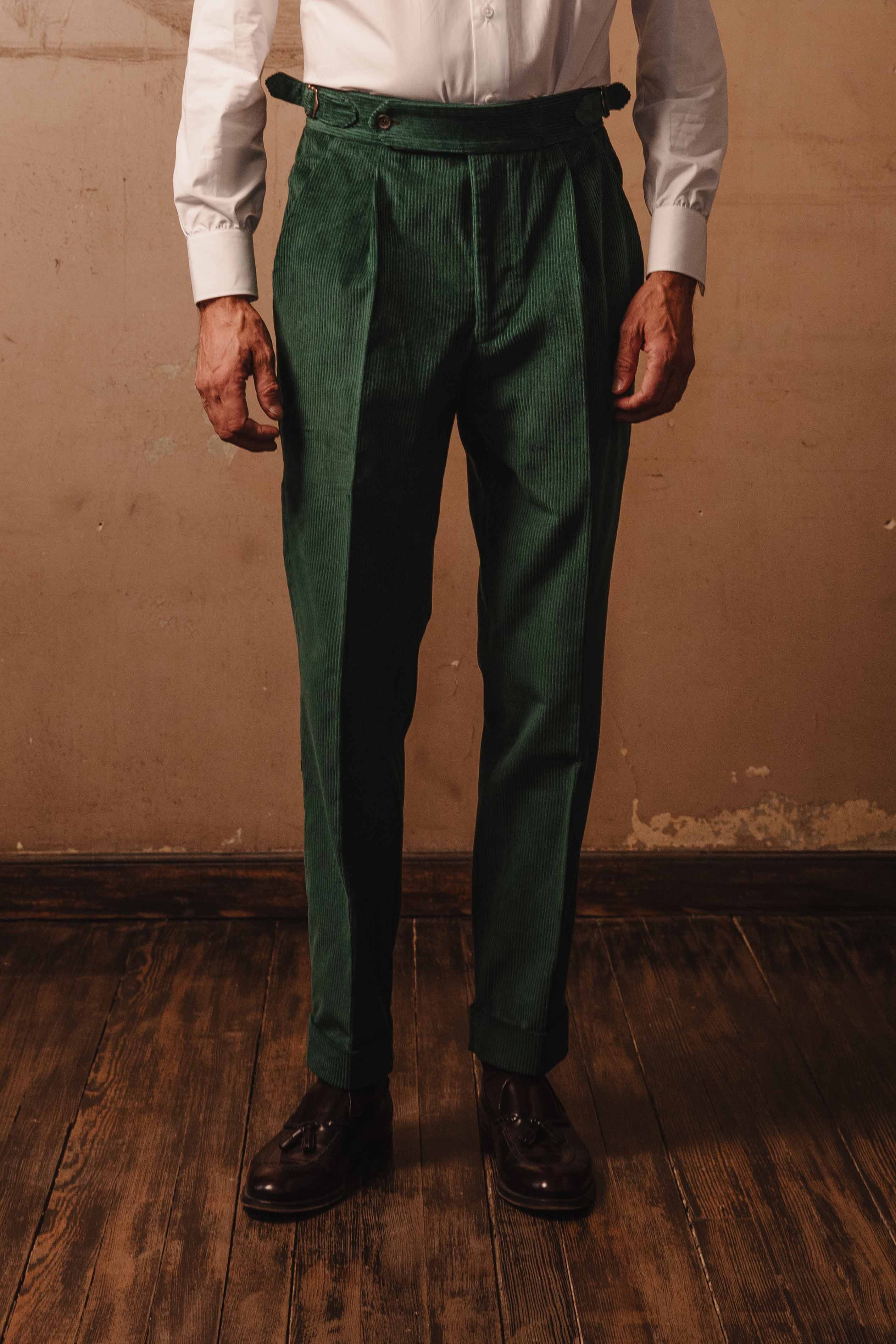 Pantalone 1 Alto Corduroy Verde